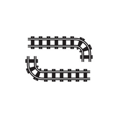 Train tracks vector icon design template