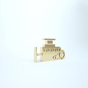 Gold Car Engine Icon Isolated On White Background. 3d Illustration 3D Render