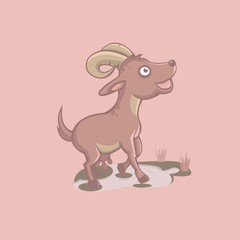 cute cartoon goat illustration, concept style for badge, emblem and t shirt printing.
