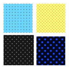 set of 4 vector seamless  polka dot patterns and backround