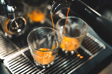 Fototapeta na wymiar Coffee-Make coffee from the machine at home,Coffee in a cup
