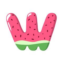 Watermelon Alphabet Sign on the white background - vector illustratiion