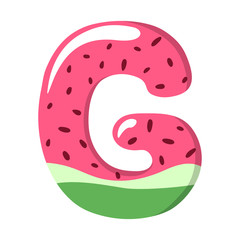 Watermelon Alphabet Sign on the white background - vector illustratiion