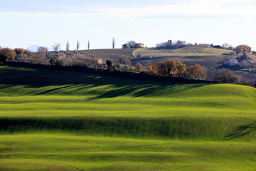 Corinaldo (AN), Italy - January 1, 2019: The landscape near Corinaldo village, Corinaldo, Ancona,...