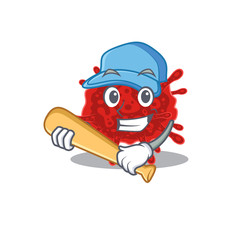 Mascot design style of buldecovirus with baseball stick