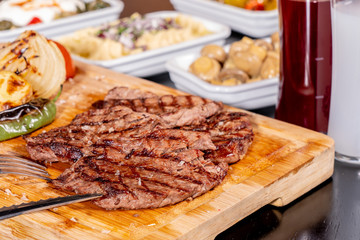 steak menü an raki stock photo