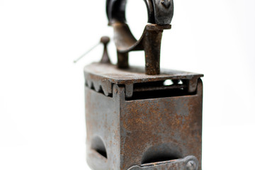 Antique coal iron isolated on white background