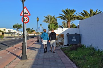 Fototapeta na wymiar city of Corralejo on the Spanish Canary Island Fuerteventura on a warm holiday day