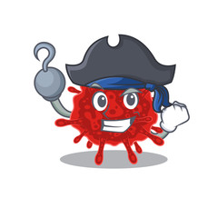 Cool buldecovirus in one hand Pirate cartoon design style with hat