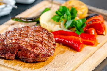 Medium Roasted T-Bone Steak stock photo