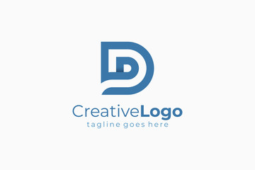 Double Line Abstract Initial Letter D Logo. Flat Vector Logo Design Template Element
