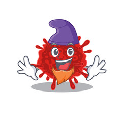 Cute and funny buldecovirus cartoon character dressed as an Elf