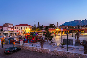 Areopoli Peloponnese, The historical settlement of Mani with the characteristic stone walls and the traditional towers.On the square is situated the monument of Petros Mavromichalis.