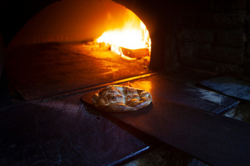 Fototapeta na wymiar breads baked in wood fire