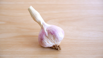 Close-up Garlics on the wooden table