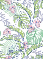Trendy vector pattern in tropical style. Seamless botanical print for textile, print, fabric.Summer background. Jungle illustration
