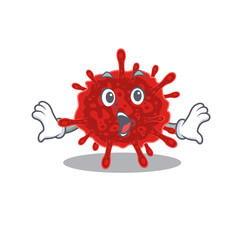 A cartoon character of buldecovirus making a surprised gesture