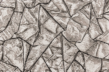 Texture of decorative gray and white wallpapers with abstract pattern of stone and cracks, background