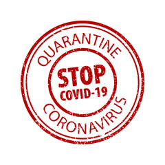 STOP COVID-19 grunge rubber stamp on white background.  Quarantine  coronavirus  grunge framed seal stamp isolated.  Stock vector. EPS10