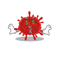 Rich buldecovirus with Money eye mascot character style