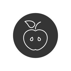 Apple fruit line icon on gray design template vector isolated