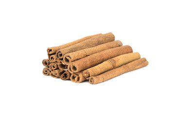 fresh natural cinnamon sticks isolated on the white backround