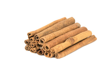 fresh natural cinnamon sticks isolated on the white backround