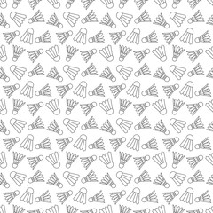 seamless badminton sports shuttlecock vector pattern on white background. birds feather shuttlecock vector illustration.