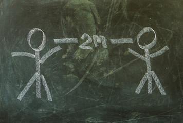 Social distancing board for virus covid-19 , indoor Chiangmai Thailand