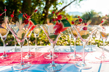 Many cocktail And fruits to decorate For party at weddings or other gatherings