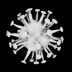 Covid 19 , Coronavirus 2019-n, Microscopic view of floating influenza virus cells. 3d rendering.