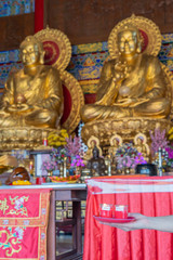 Buddha images and sacred objects Inside Leng Nei Yi 2 Temple  is worshiped by Buddhists very much. Which is a Mahayana sect temple, located in Nonthaburi Thai