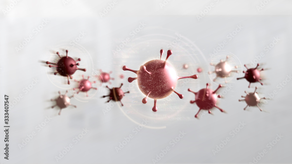 Wall mural Group of red virus cell - 3d rendering