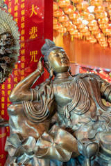 Obraz premium Buddha images and sacred objects Inside Leng Nei Yi 2 Temple is worshiped by Buddhists very much. Which is a Mahayana sect temple, located in Nonthaburi Thai