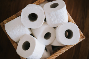 several toilet paper rolls in a box