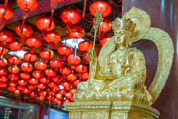 Buddha images and sacred objects Inside Leng Nei Yi 2 Temple  is worshiped by Buddhists very much. Which is a Mahayana sect temple, located in Nonthaburi Thai