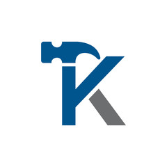  Letter K Hammer Building Services, Repair, Renovation and Construction Logo Design 