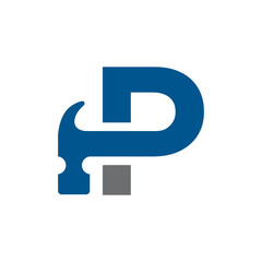 Letter P Hammer Building Services, Repair, Renovation and Construction Logo Design 