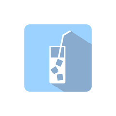 Cocktail blue icon on flat style with shadow. Vector