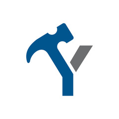 Letter Y Hammer Building Services, Repair, Renovation and Construction Logo Design 