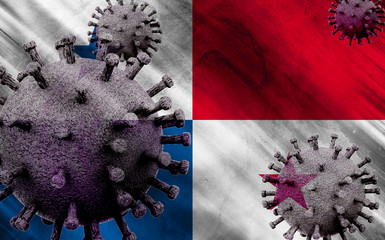 3D illustration of the Panama flag with coronavirus COVID 19