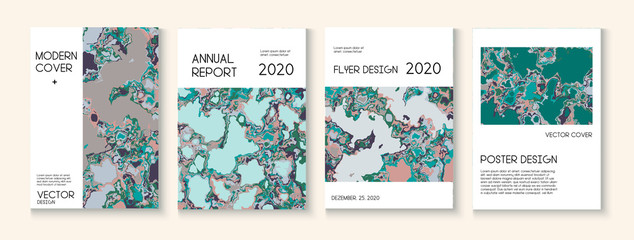 Fluid Paint, Clay Texture Vector Cover Layout. Trendy Magazine, Music Poster Template. Modern Earth Day Ecology Poster