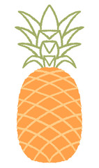 Orange pineapple with green leaves on a white background