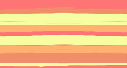 Fototapeta premium Orange, Brown Lines Seamless Summer Pattern, Vector Watercolor Sailor Stripes. Retro Vintage Grunge Fabric Fashion Design Horizontal Brushstrokes. Simple Painted Ink Trace, Geometric Cool Autumn Print