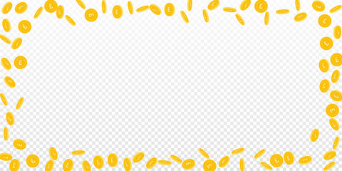 British pound coins falling. Scattered sparse GBP 