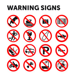 set of prohibition signs