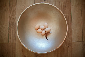 Minimal Easter - Six Eggs with Feather