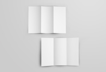 Mockup of standard blank booklets, open white leaflets, for presentation of design and pattern.