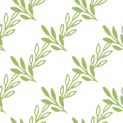 Vector Seamless pattern leaves green white color, Botanical Floral Decoration Texture. Wallpaper
