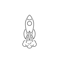 Monochrome vector illustration of rocket line icon isolated on white background